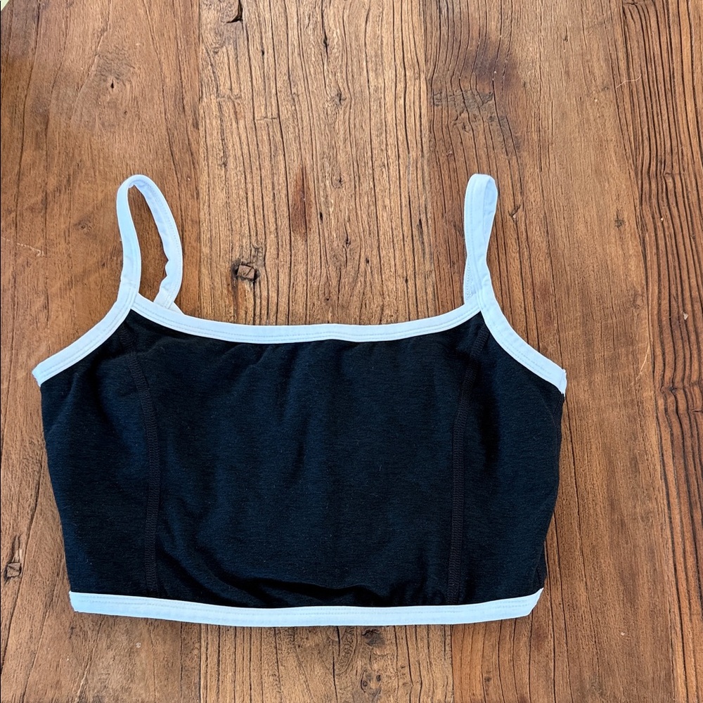 Beyond Yoga Black Tank Top with white Trim